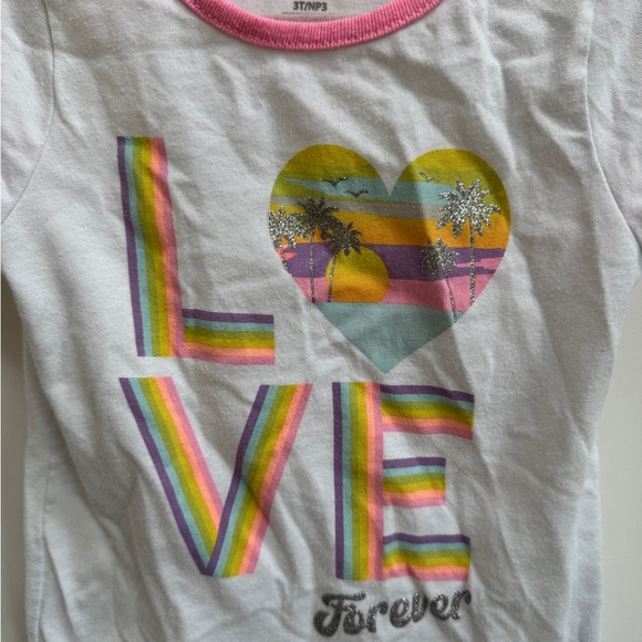 Garanimals 3T Girls White and Pink Short Sleeve Tee Blouse Love Forever - Picture 2 of 5
